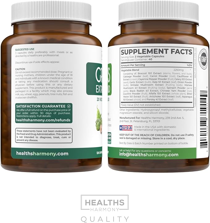 Super Greens Antioxidants Superfoods 2250mg Supplement 20 Ingredients 120 Capsules