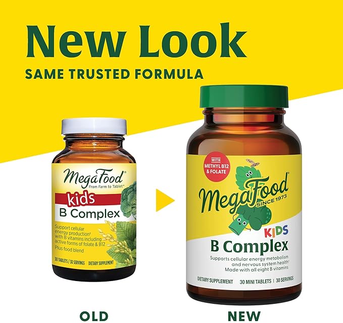 MegaFood Kids B Complex 8 B B6, Vitamin B12, Folate, 30 Mini