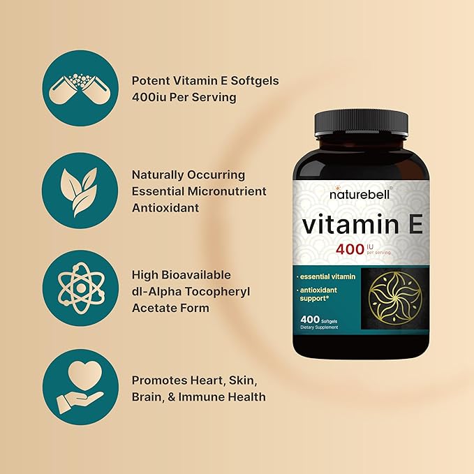 NatureBell Vitamin E Oil Softgels, 400iu 400 Pills