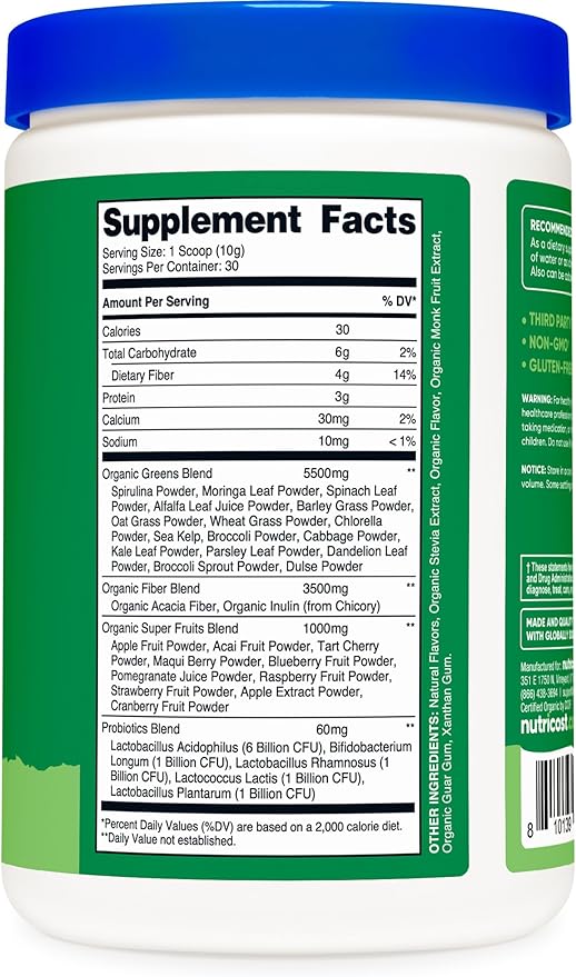 Nutricost Organic Super Greens Powder (30 Servings) (30 Servings,