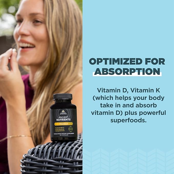 Vitamin D Supplement by Ancient Nutrition, 5,000 IU 60 Capsules