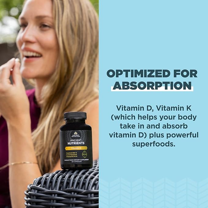 Vitamin D Supplement by Ancient Nutrition, 5,000 IU 60 Capsules