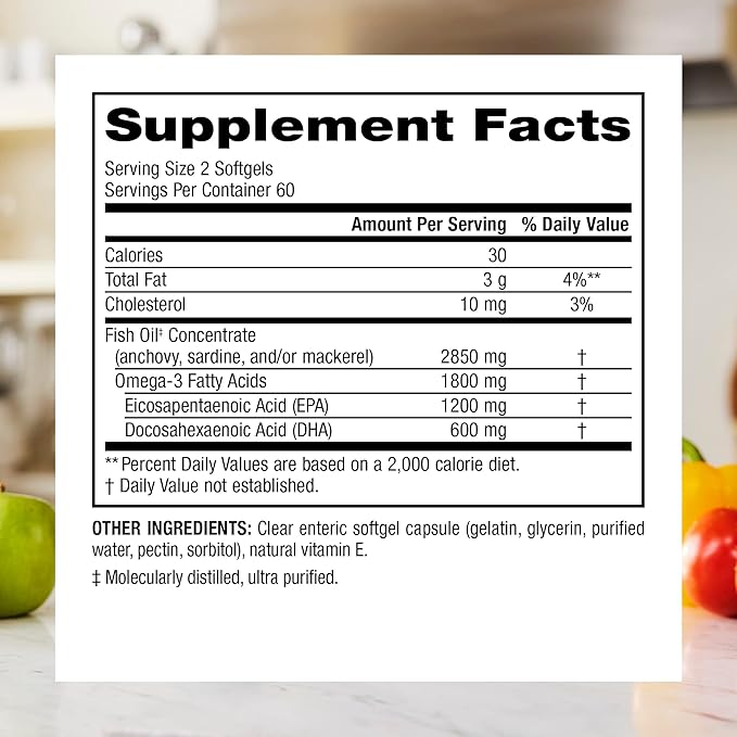 Webber Naturals Triple Strength Omega-3 Fish 1,800 mg Omega-3 (1,200 (1,200 mg 600 mg 120 Clear