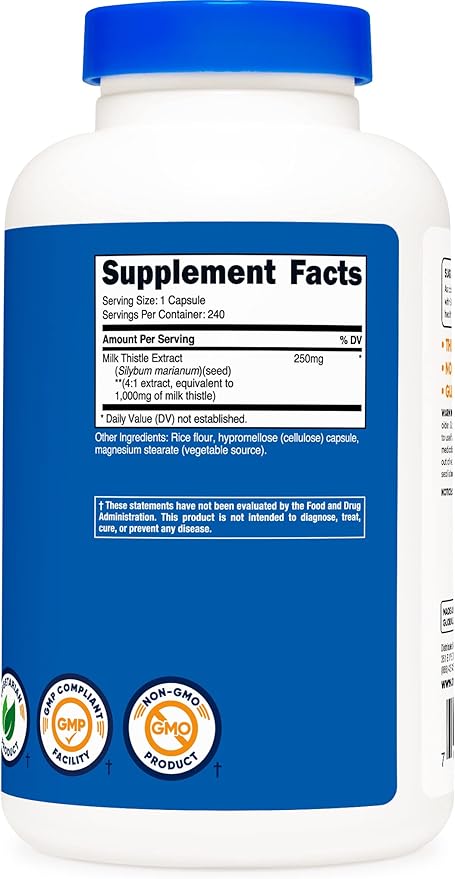 Nutricost Milk Thistle 250mg, 240 Capsules (2 Bottles)