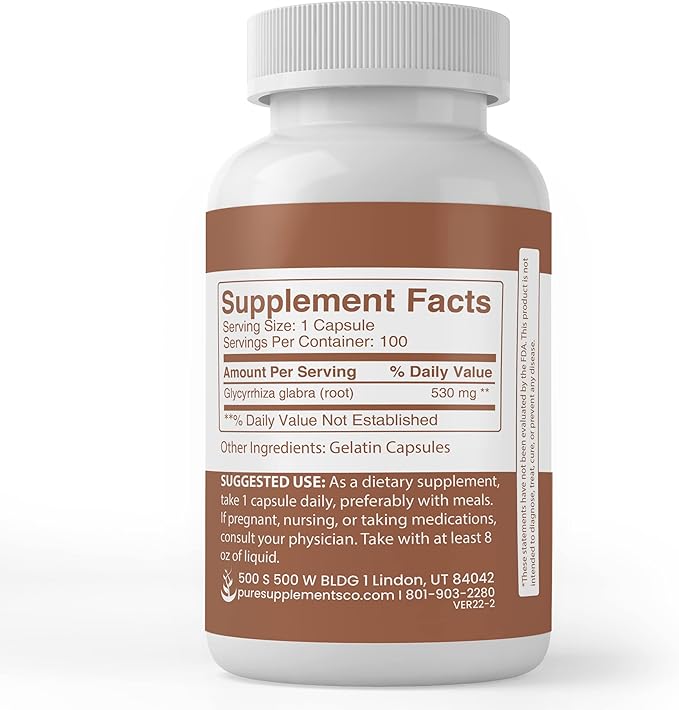 Pure Original Ingredients Licorice Root Extract (100 Capsules)