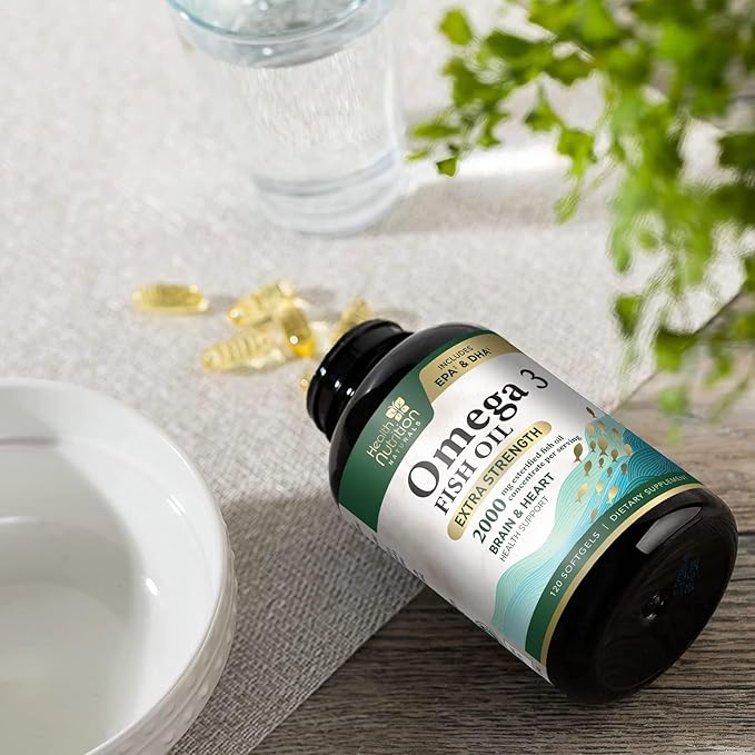 Triple Strength Omega 3 Fish Oil 2000 mg Omega-3 Supplements, 120 Count