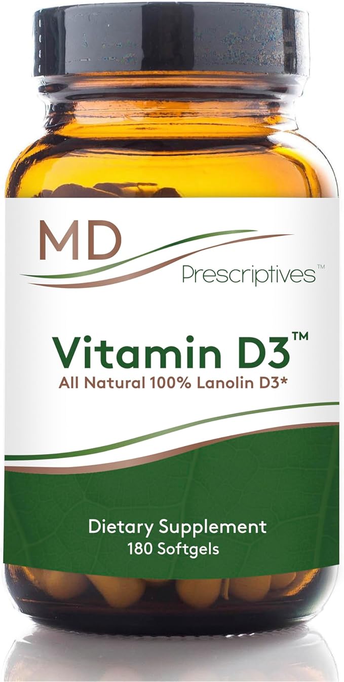 Vitamin D3 180 Gelcaps - Maximum Absorption for Strong Bones, Muscle & Immune Support, Non GMO Vegetarian Softgels, 125 mcg (5,000 IU)