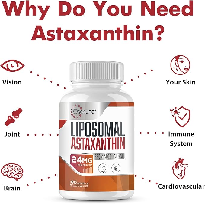 Liposomal 24mg Astaxanthin for MAX Absorption, 480 Softgels