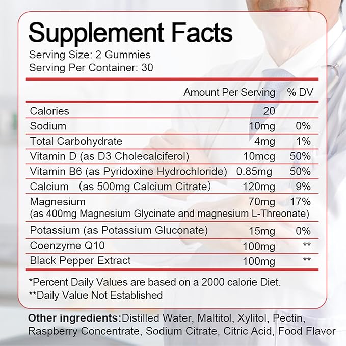 Magnesium Glycinate Gummies for Women & 400mg, Calcium 500mg, Potassium 10, Vitamin D3, Vitamin B6 Supports
