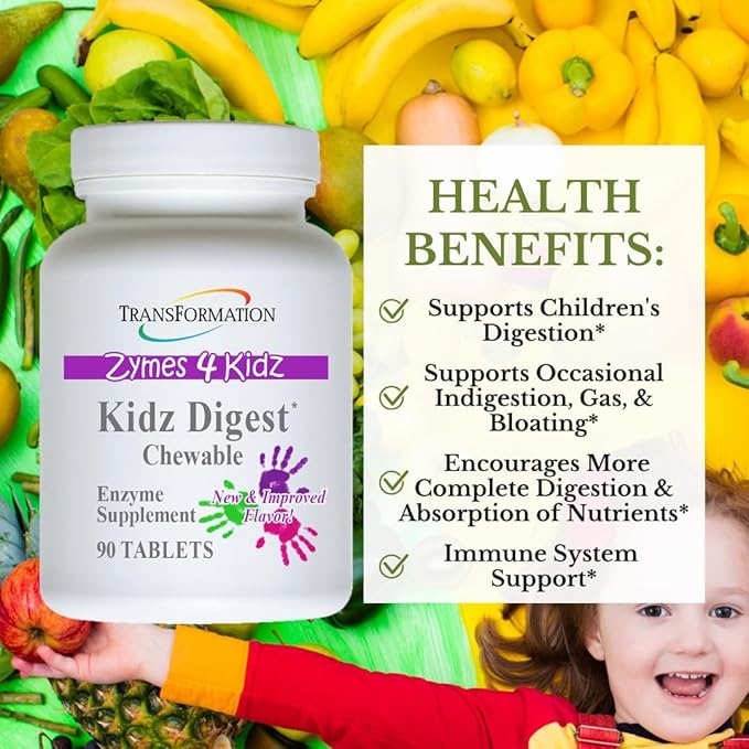 Transformation Enzymes Kidz Digestive Enzyme Supplement 90 Tablets #1 Physician