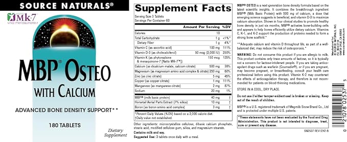 Source Naturals MBP Osteo with Calcium, Advanced Bone Density Support*, 180 Tablets