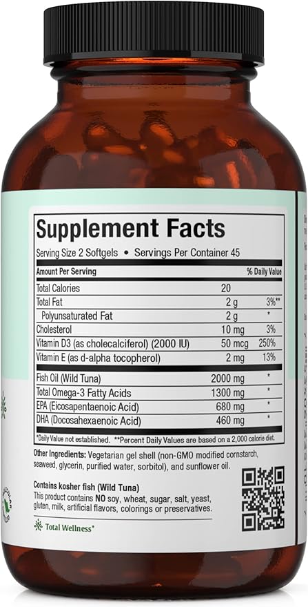 Maxi Health Omega 3 Supplement Omega-3 Fish D3 - 90 Softgels