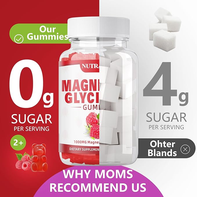 Magnesium Glycinate Gummies 1000mg with Magnesium B6, CoQ10, CoQ10, Calcium,Supports 90 Gummies