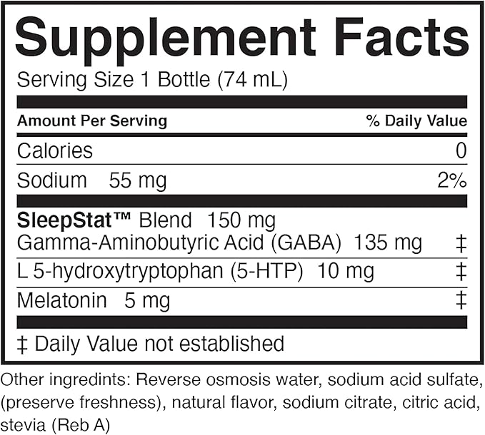 Dream Water Sleep Aid Supplement Drink; 5mg, GABA, 5-HTP; Zero 2.5 oz 24-Count