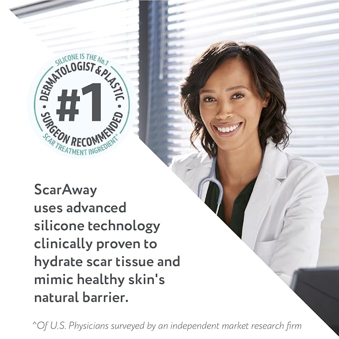 ScarAway Advanced Clear Silicone Scar Sheets, (1.5" x 3") Scar 10 Clear