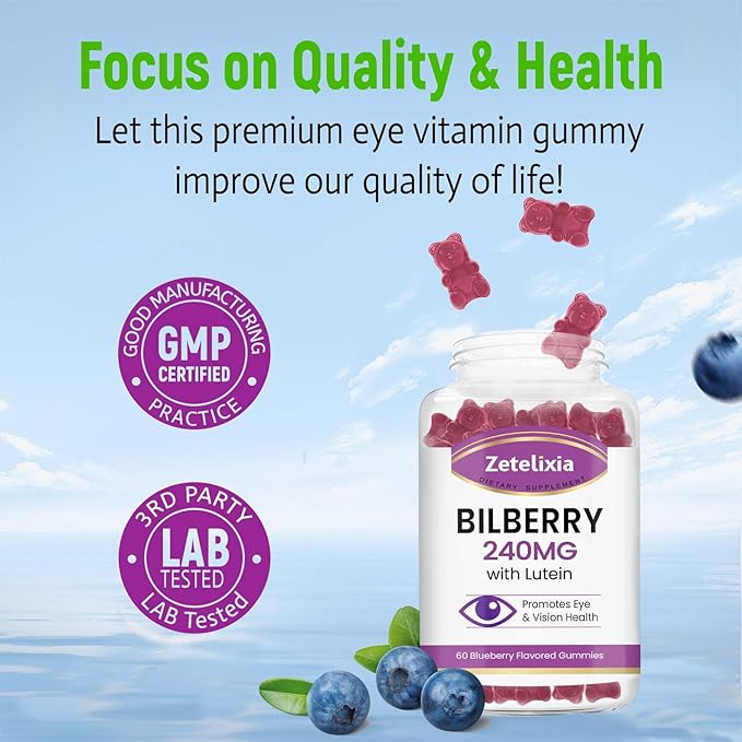 Sugar Free Bilberry Extract Supplement 240mg,Eye Supplements Filtering,120 Count
