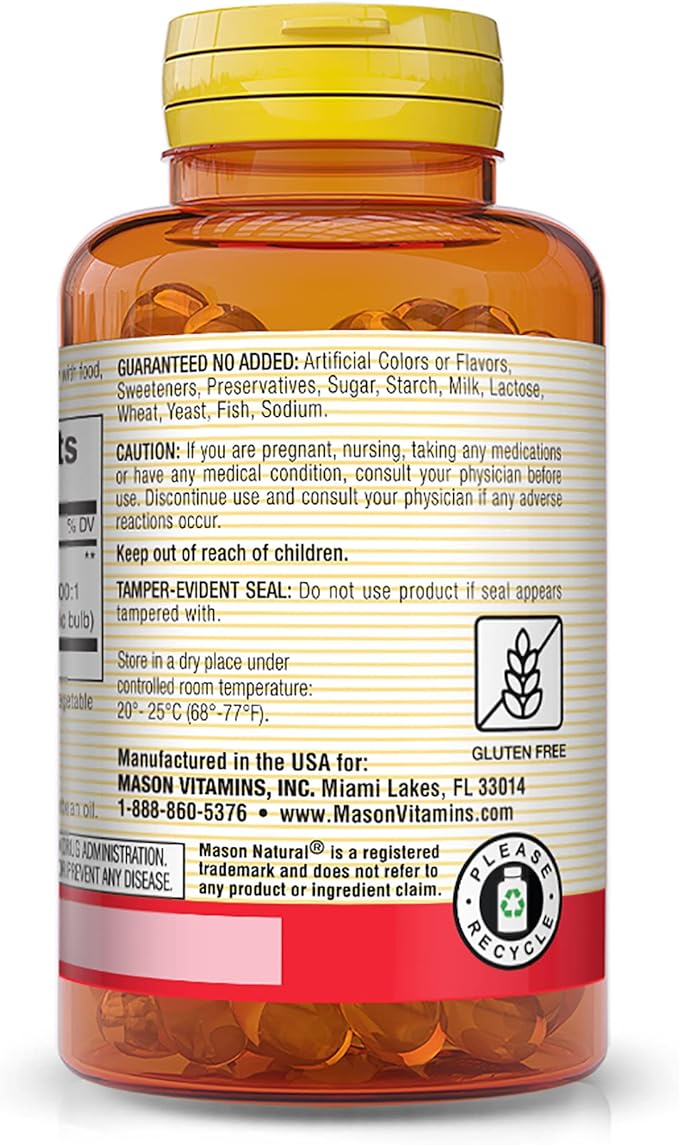 MASON NATURAL Garlic Oil 500 mg 100 Softgels
