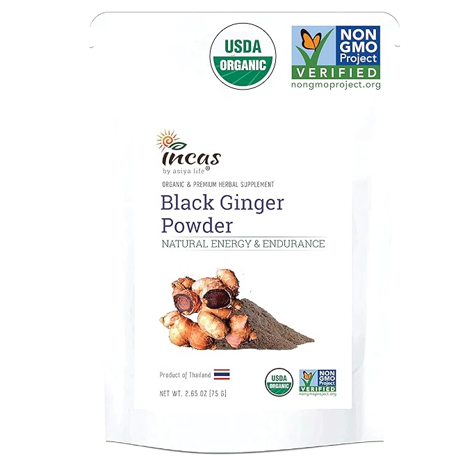 INCAS 100% USDA Organic Black Ginger 2.65 Ounce (75 Grams)