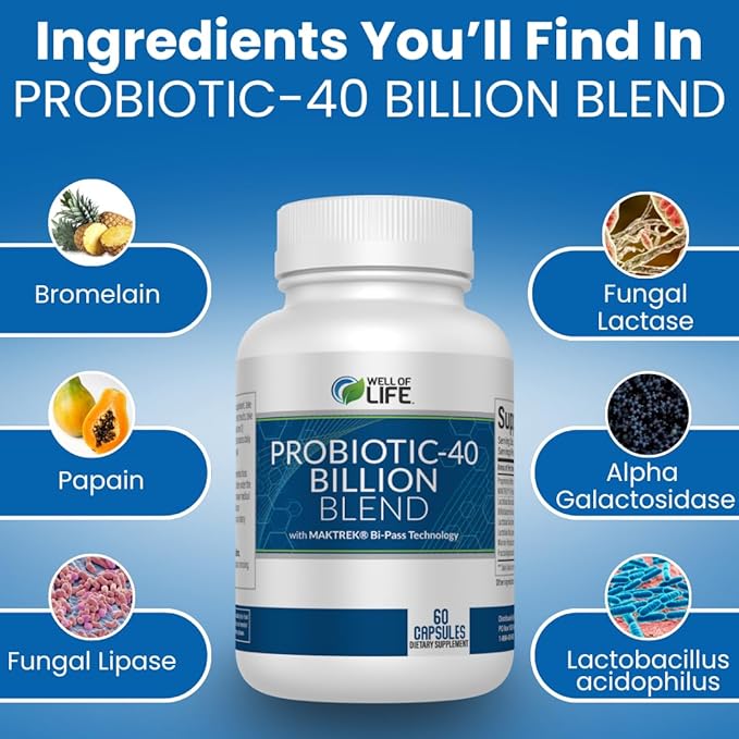 Probiotic-40 Billion: Helps Gut Health & 4 Strain 40 Billion 60 Capsules.