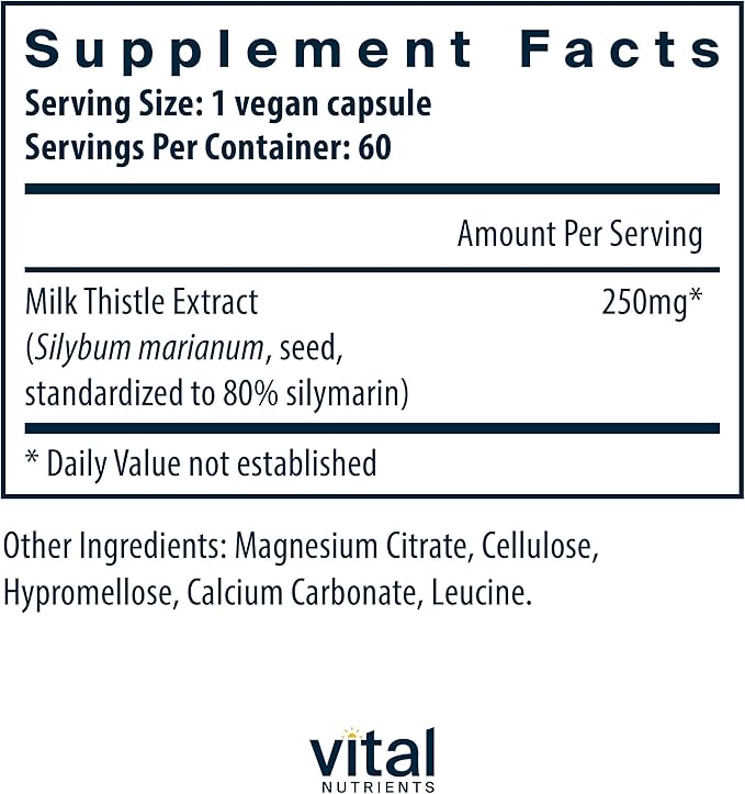 Vital Nutrients Milk Thistle Extract 250mg 60 Capsules