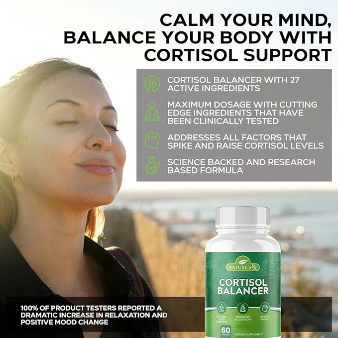 Nature's RX || #1 Rated Cortisol 27 Powerful 3rd Party 60 Capsules