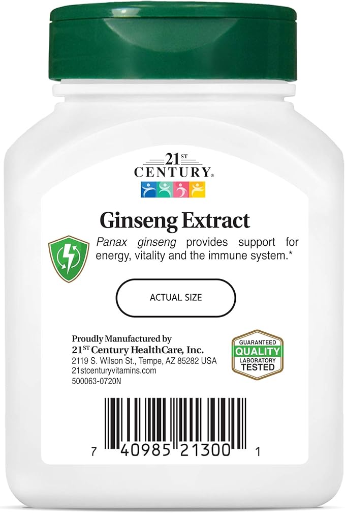 21st Century Ginseng Extract Veg Capsules, 60Count (Pack 2)