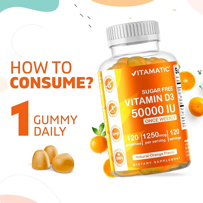 Vitamatic Sugar Free Vitamin D3 50,000 120 Pectin (50000 IU)