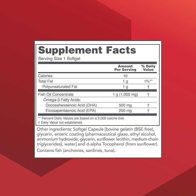 PROTOCOL FOR LIFE BALANCE DHA-500 - DHA 500mg & EPA 250mg - Fish Oil Supplement - Brain Health & Support - Easy Digestion - Non-GMO & Halal - 120 Softgels
