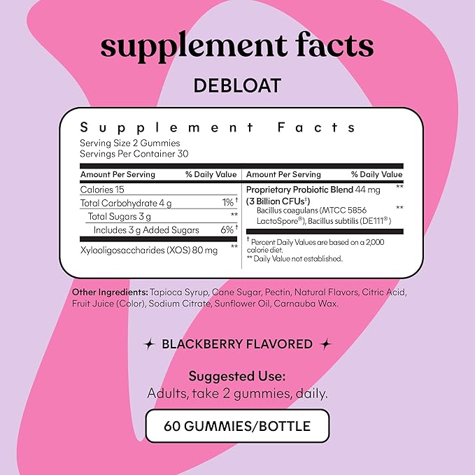 Lemme Debloat - Digestive & Gut 2 Clinically 3 Billion (60 Count) 2)