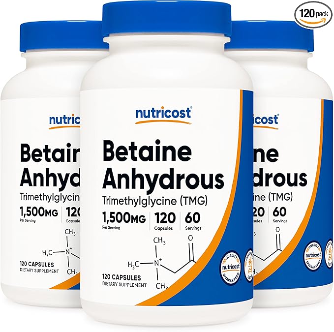 Nutricost Betaine Anhydrous Caps 1500mg, 60 (3 Bottles)