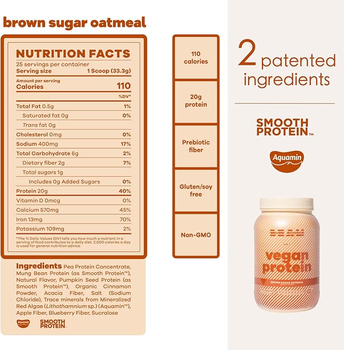 BEAM Be Amazing Vegan Protein Powder 20g Plant-Based 25 Servings