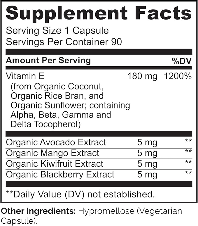 NATURELO Vitamin E 180 mg (300 IU) 90 Vegan