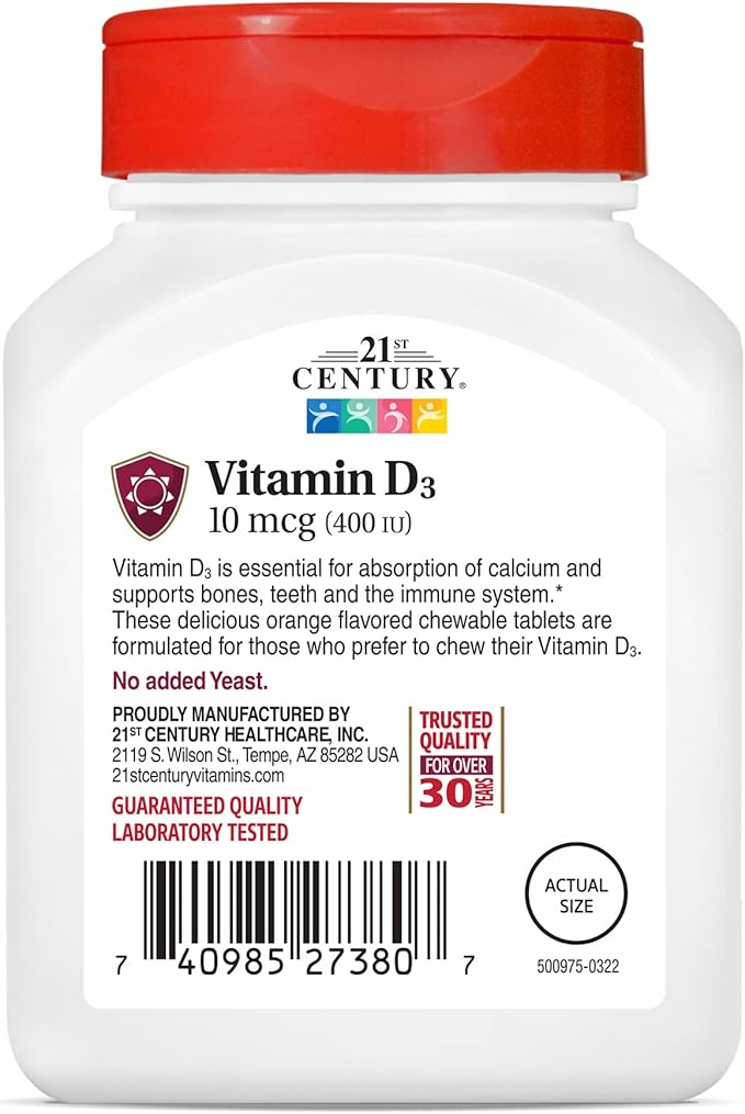 21st Century D3 400 IU Orange 110 Count 3)