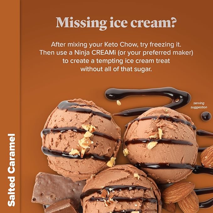Keto Chow Salted Caramel | Keto Meal Replacement Shake | Nutritionally Complete | Low Carb | Delicious Easy Meal Substitute | You Choose The Fat | 21 Meal Bulk Pack