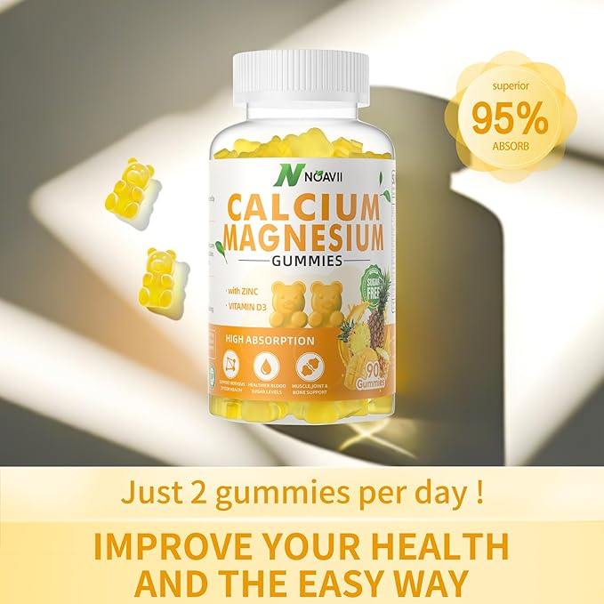 Calcium Magnesium Zinc Gummies with Vitamin D3, ashwagandha Flavor-180 Count