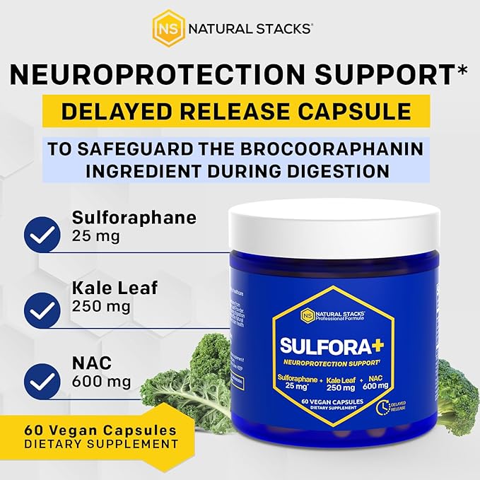 NATURAL STACKS Sulforaphane Supplement 25mg 60 Vegan