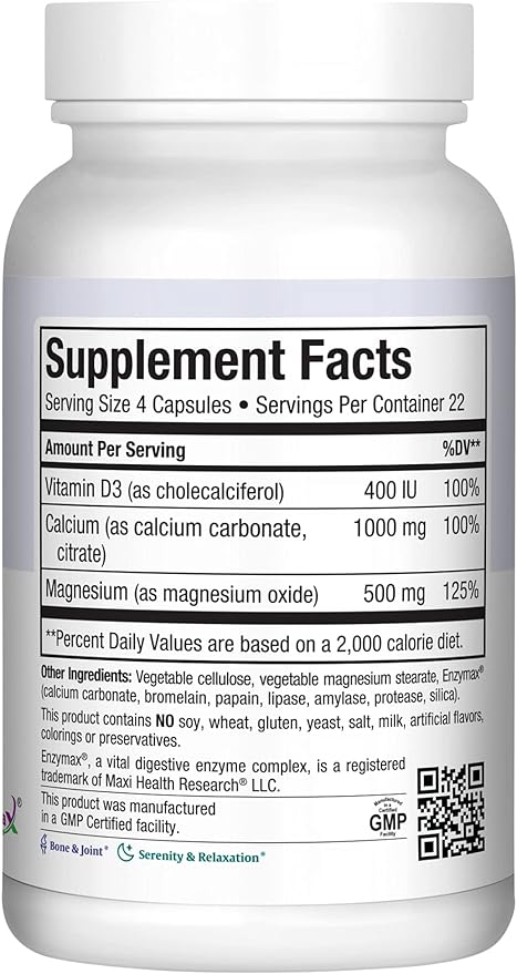 Maxi Health Calcium 1000 mg Supplement D3 (1000 (1000 IU) (500 mg) 180 Capsules