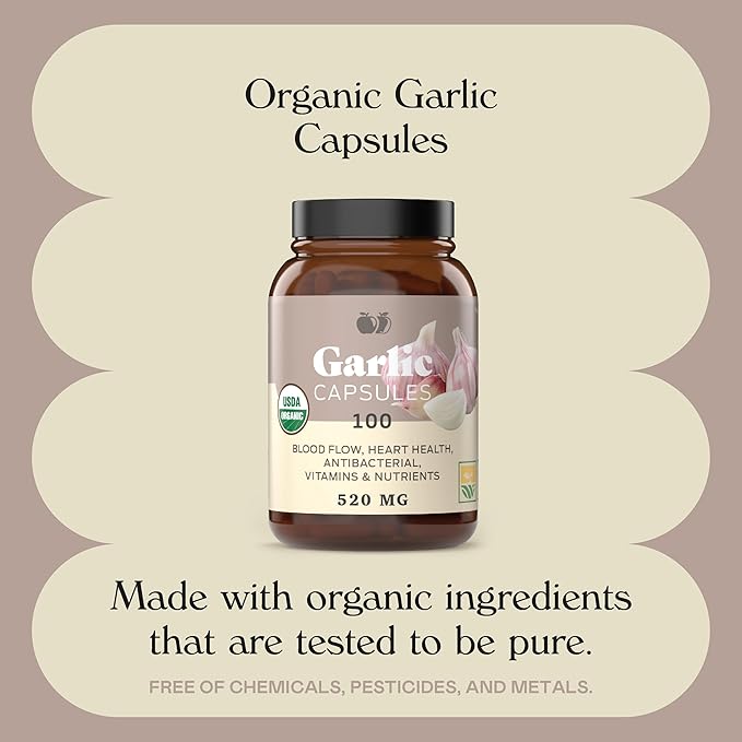 Complete Natural Products Organic Garlic Capsules 520mg Capsules 100 Count