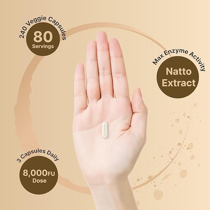 NatureBell Nattokinase Supplement 8,000 FU Per 240 Veggie