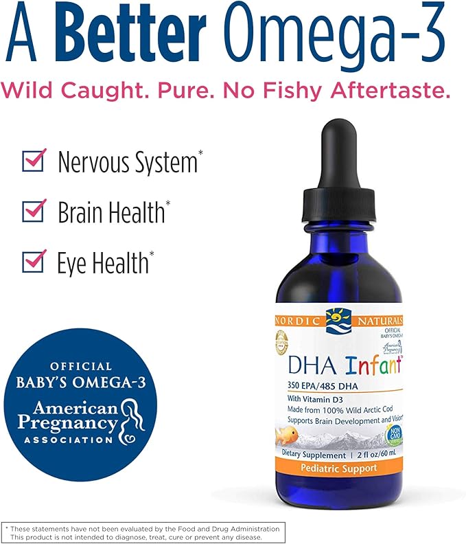 Nordic Naturals DHA Infant, Unflavored 2 oz 1050 mg Omega-3 + 300 IU D3 - 12 Servings