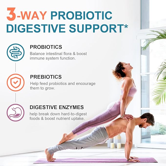 Probiotics 120 Billion CFUs 18 Strains, 3 Prebiotics 60 Vegetarian
