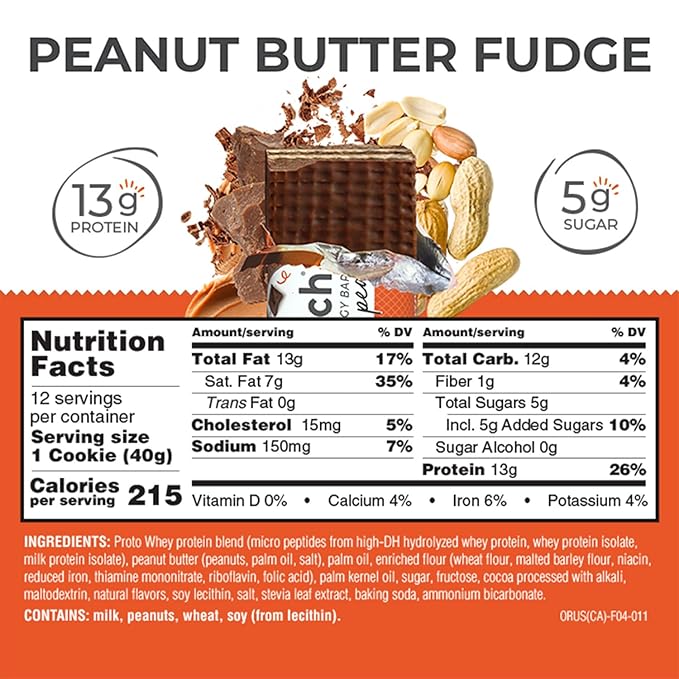 Power Crunch Protein Wafer Bars, High Protein Snacks with Delicious Taste, Peanut Butter Fudge, 1.4 Ounce (12 Count)