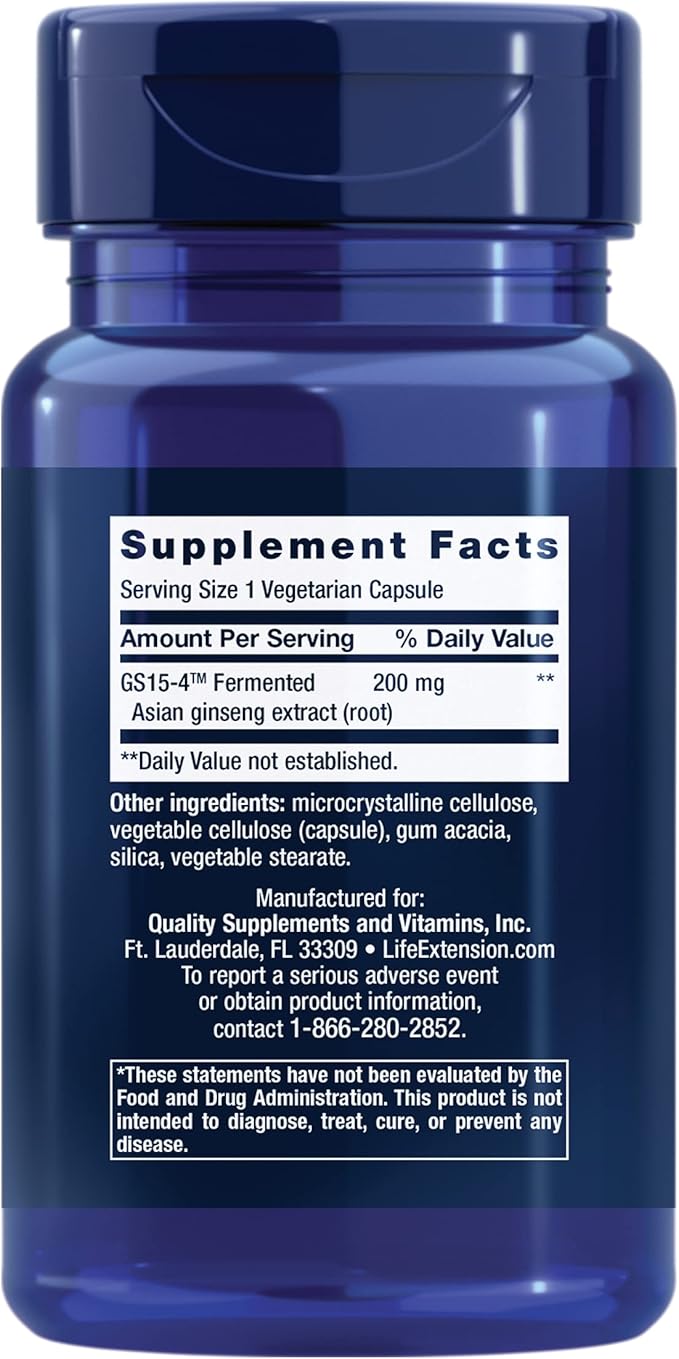 Life Extension Ginseng Energy Boost, Fermented 30 Capsules