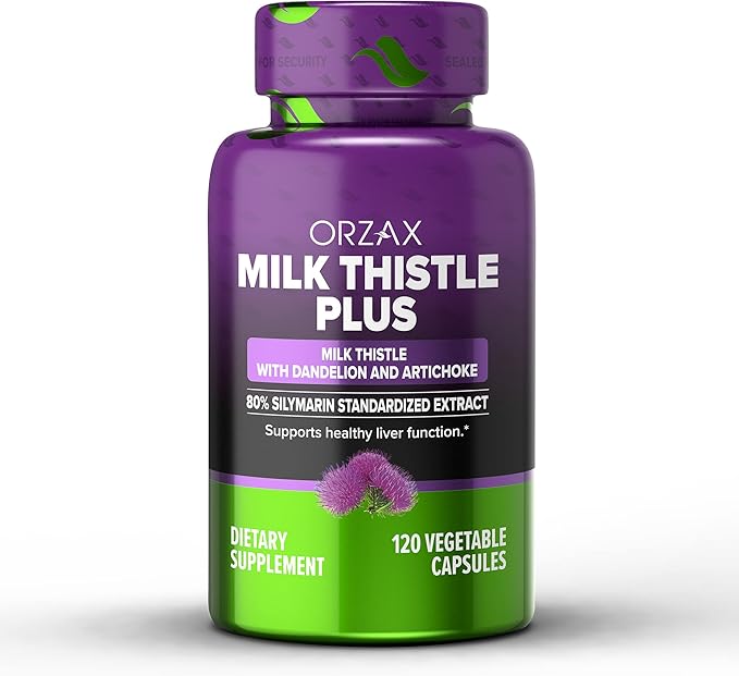 ORZAX Milk Thistle 250 mg 80% Silymarin 120 Vegetable