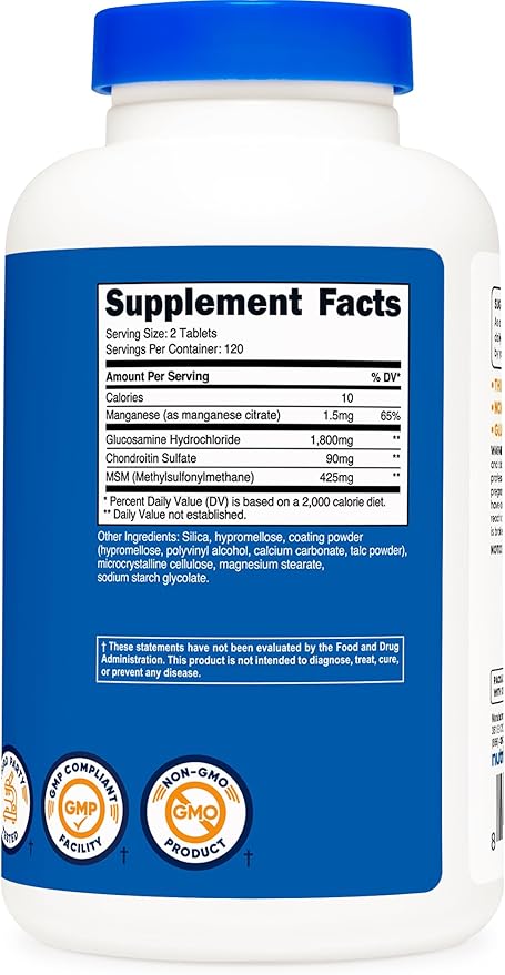 Nutricost Glucosamine 1800mg with Chondroitin & 240 Tablets, 120 Servings
