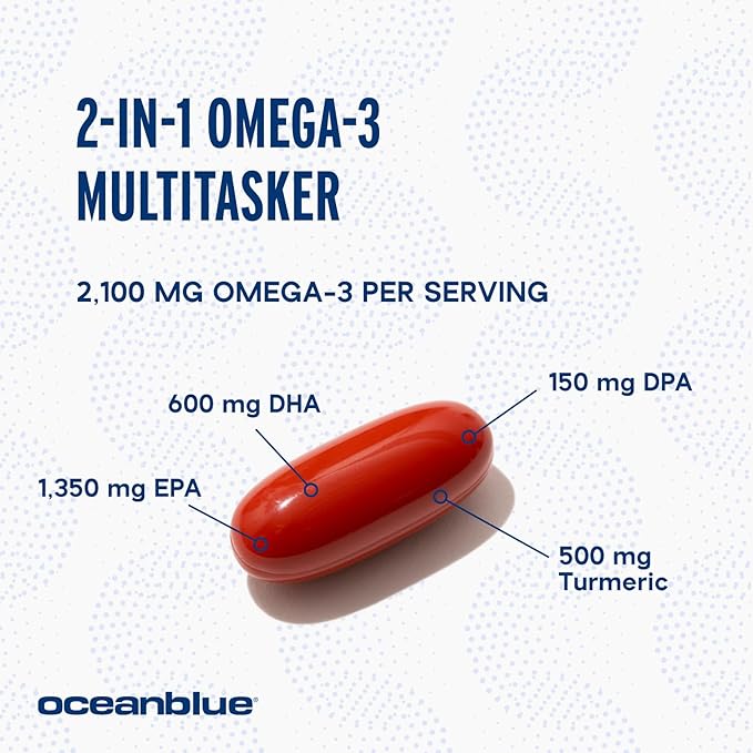 Oceanblue Omega-3 2100 Advanced Wellness Bundle – Vitamin D3 & Turmeric – High Potency Fish Oil for Heart, Joint & Immune Support – 2-Pack