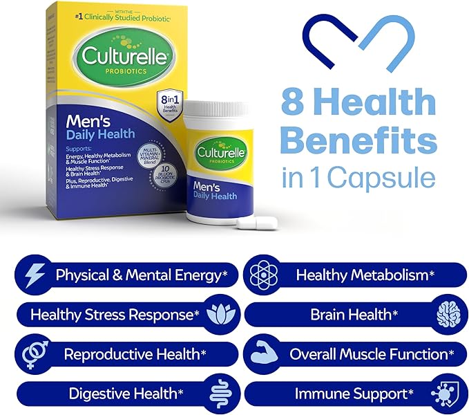 Culturelle Daily Health 8-in-1 Probiotic and 30 Count D3, Vitamin B12