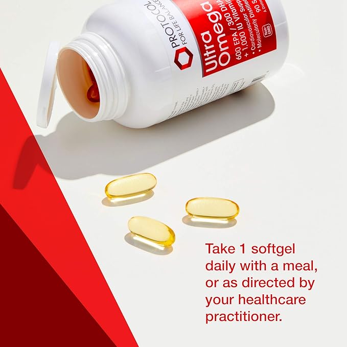 Protocol Ultra Omega 3-D 600mg EPA, 300mg DHA 1,000 IU D3 - 90 Softgels
