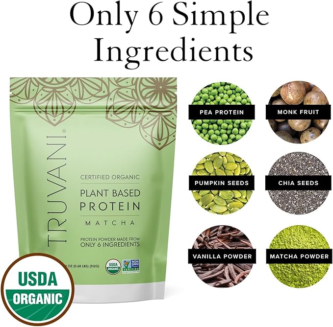 Truvani Vegan Pea Protein Powder 20g Organic 10 Servings