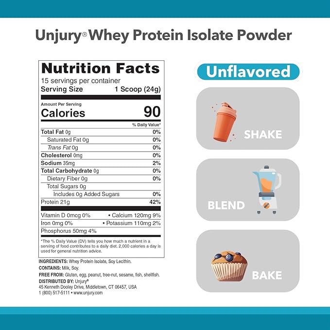 Unflavored Whey Protein Powder 21g 100% 100% Whey 15 Servings